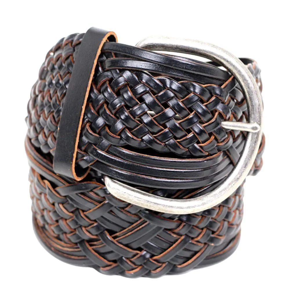 BRAIDED WOVEN BROWN BONDED LEATHER 2